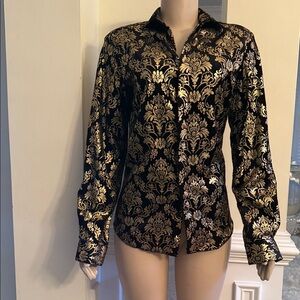Luxurious Black and Gold Women's Button Down Shirt